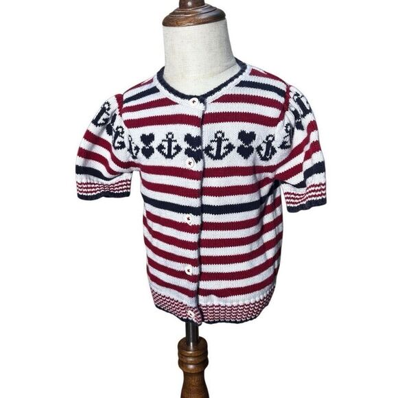 Gymboree Bon Voyage Striped Anchor Cardigan Size 4 - Picture 1 of 11